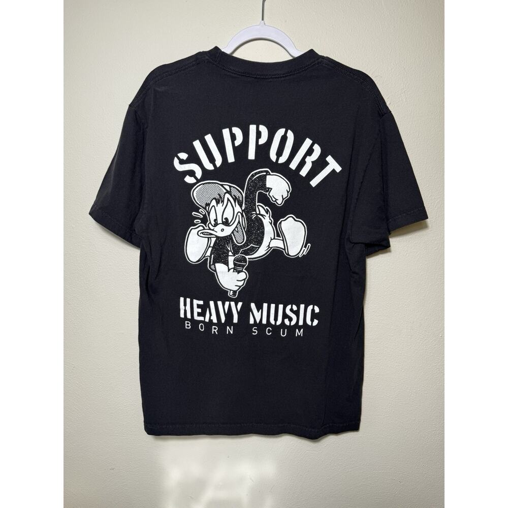 "Support Heavy Music" Born Scum T-shirt - Size L Duck